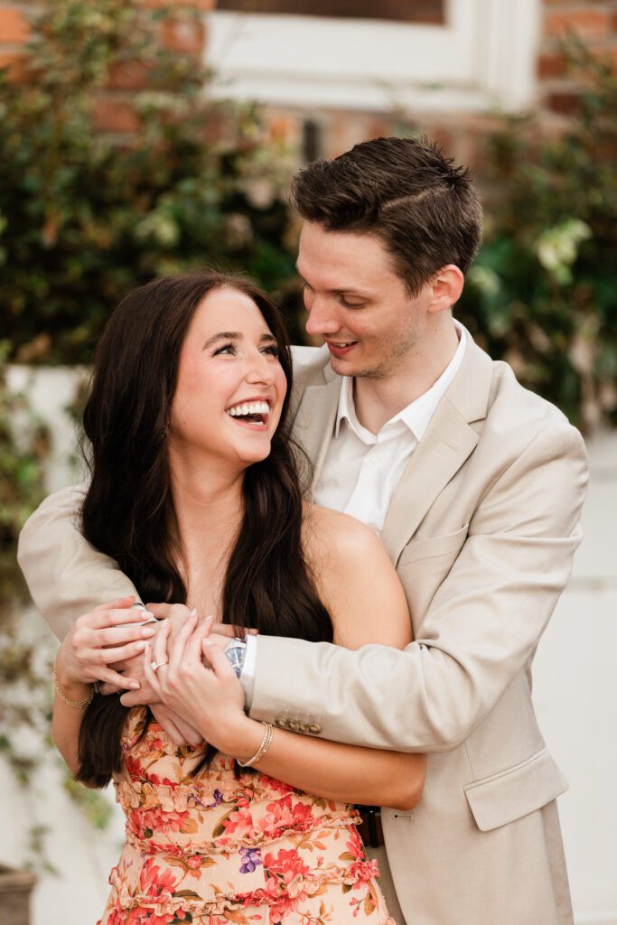 Portraits of the engaged couple at The Partridge Inn Augusta GA