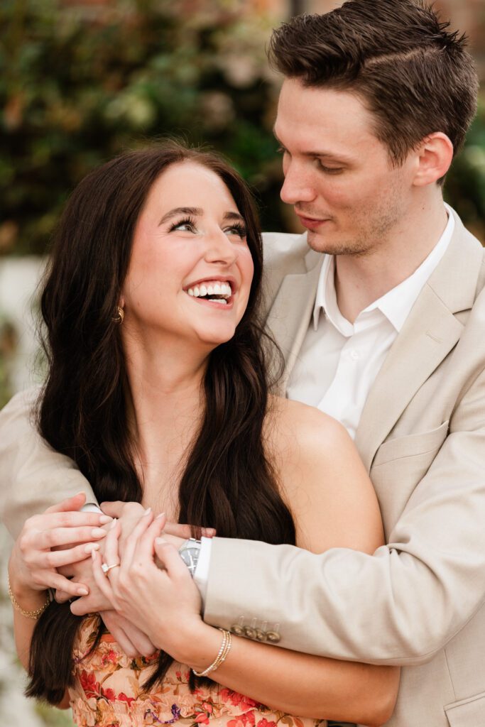 Portraits of the engaged couple at The Partridge Inn Augusta GA