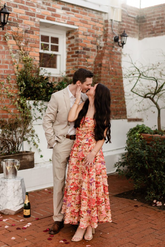 Portraits of the engaged couple at The Partridge Inn Augusta GA